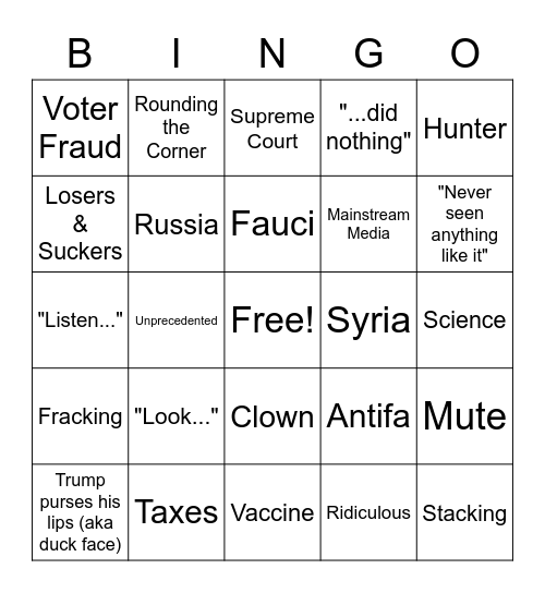 Final Debate Bingo! Bingo Card