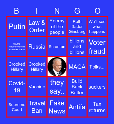 Oz Dems Presidential Debate Bingo Card