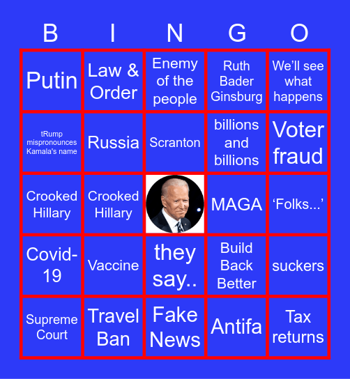 Oz Dems Presidential Debate Bingo Card