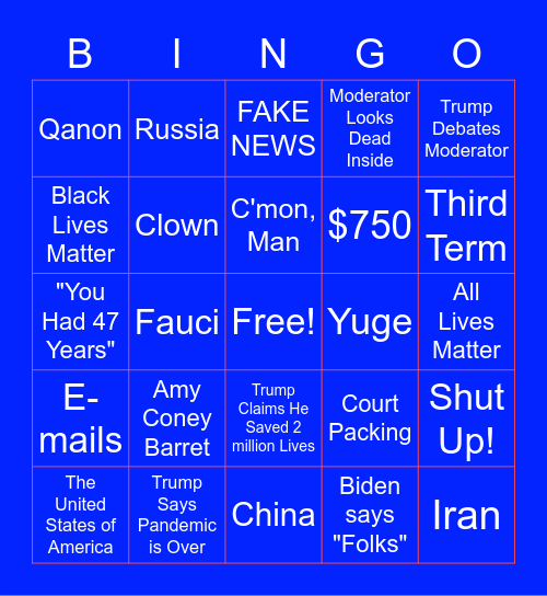 2020 Second Wave Edition Bingo Card
