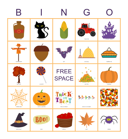Mrs. Kenny's Class Fall Harvest Bingo Card