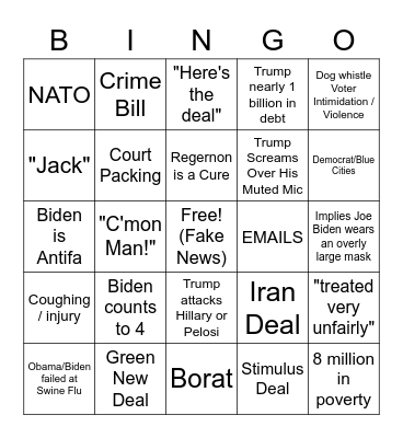 10-22-20 Debate Bingo Card
