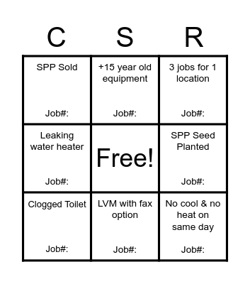 CSR BINGO! Bingo Card