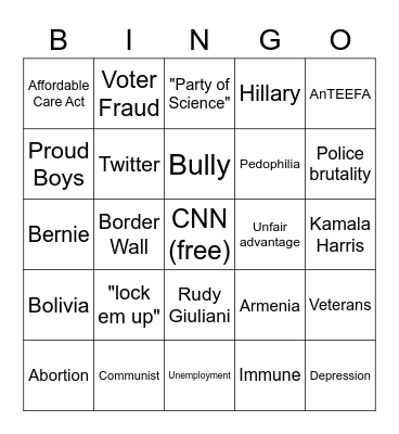 Prez Debate II : Judgement Day Bingo Card