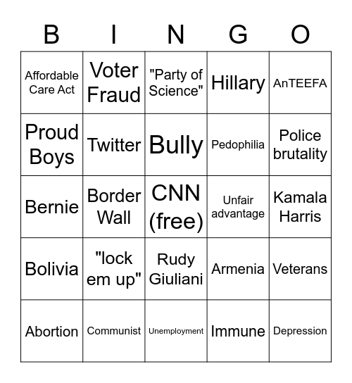 Prez Debate II : Judgement Day Bingo Card