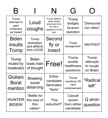 Debate Bingo Card