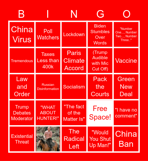 YAL Presidential Debate Bingo Card