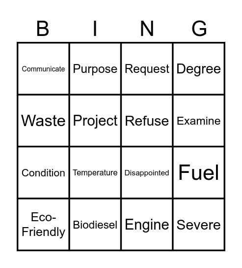 Lesson 6 Vocabulary Bingo Card