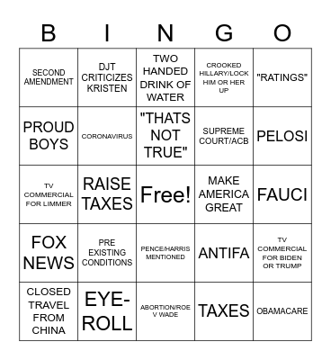 prez debate make bingo great again Bingo Card