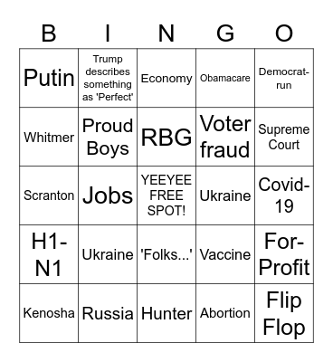 2nd Presidential Debate! Bingo Card