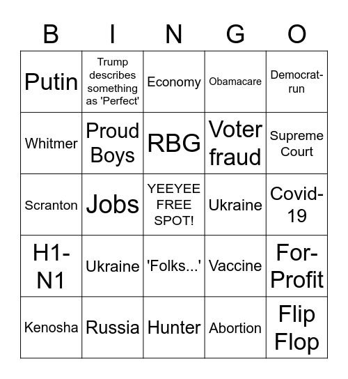 2nd Presidential Debate! Bingo Card