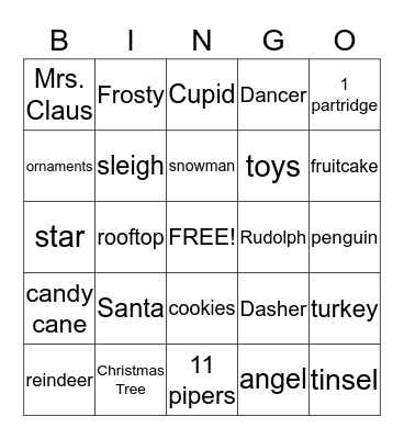 Holiday Bingo Card