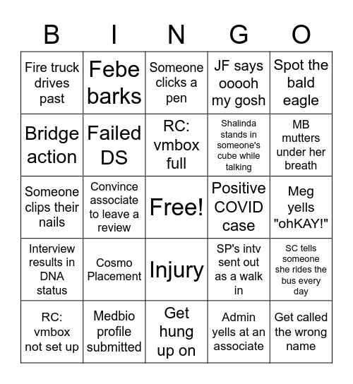 Fantastic Friday Bingo Card