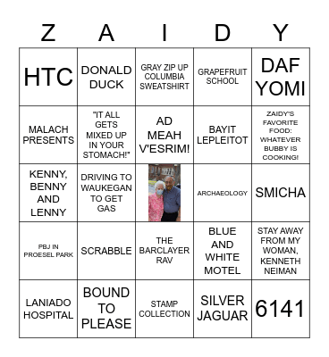 HAPPY 90TH BIRTHDAY ZAIDY! Bingo Card