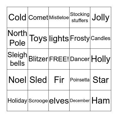 Christmas Bingo      Bingo Card