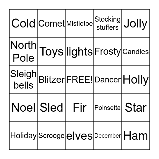 Christmas Bingo      Bingo Card