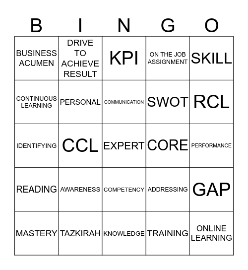 CONTINUOUS LEARNING Bingo Card