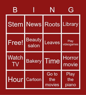 Vocabulary! Bingo Card