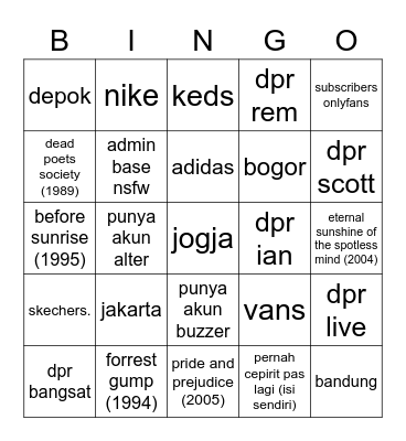 Mona Bingo Card