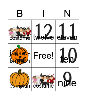 Grade 3 Halloween Bingo Card