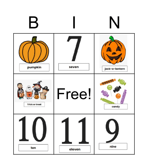 Grade 3 Halloween Bingo Card