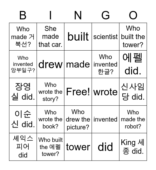 10. Who wrote the book? Bingo Card