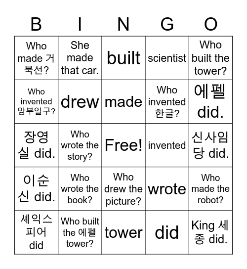 10. Who wrote the book? Bingo Card