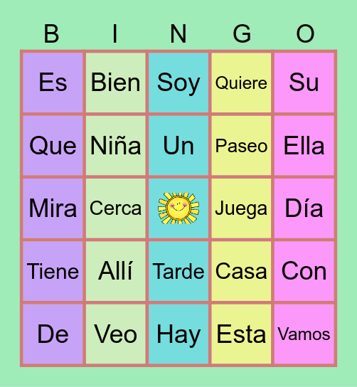 Palabras de uso frecuente Bingo Card