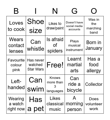 Game #7 Bingo Card