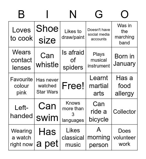 Game #7 Bingo Card