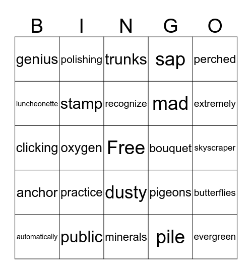 Red Light, Green Light, Mama and Me Bingo Card