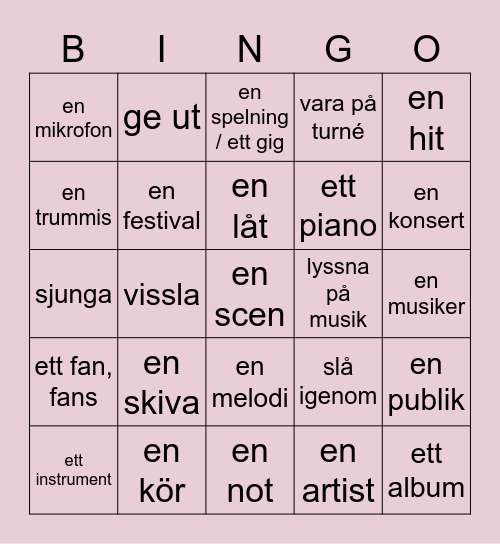 RUA01 Musik Bingo Card