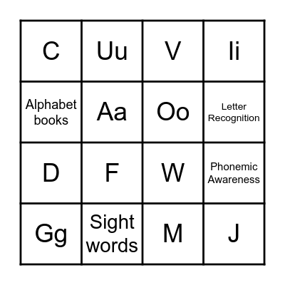 Alphabet Bingo Card