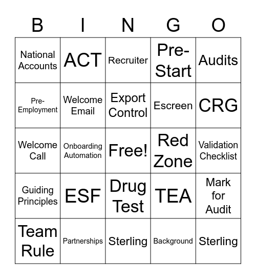 OBA Bingo Card