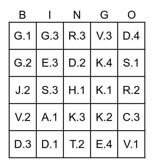 IxL Bingo Card