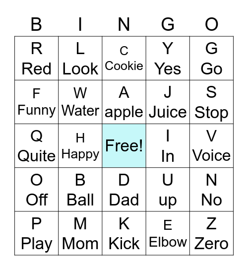 Phonics Bingo Card