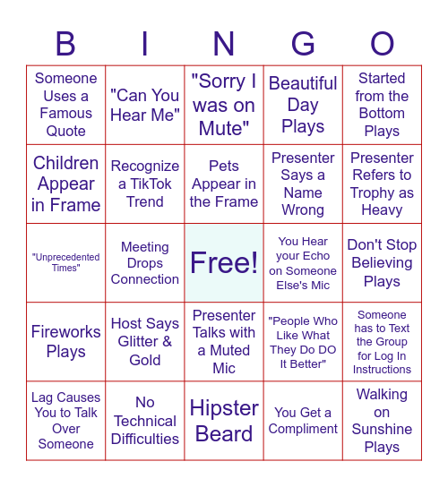 Glitter and Gold Admiral Awards Watch Party Bingo Card