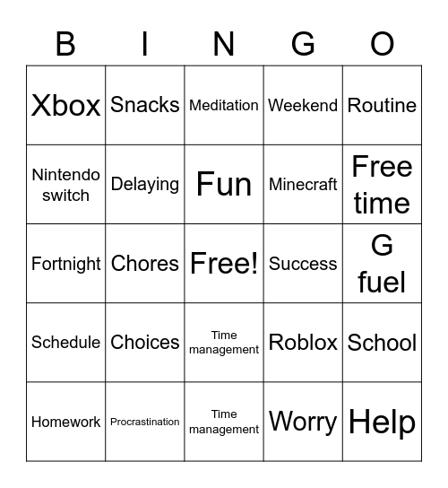 Procrastination Bingo! Bingo Card