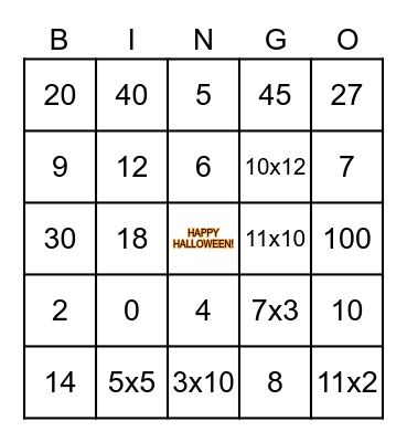 MULTIPLICATION BINGO Card