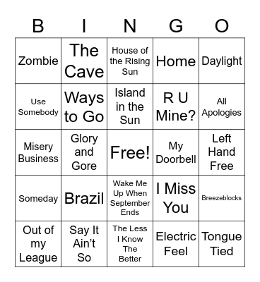 Alternative Round Bingo Card