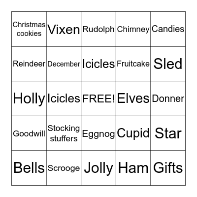 Christmas Bingo      Bingo Card