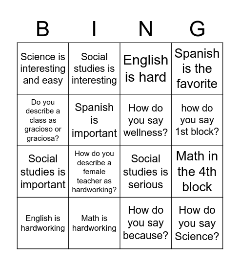 Flipgrid-las clases Bingo Card