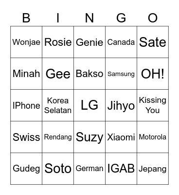 MINCEO Bingo Card