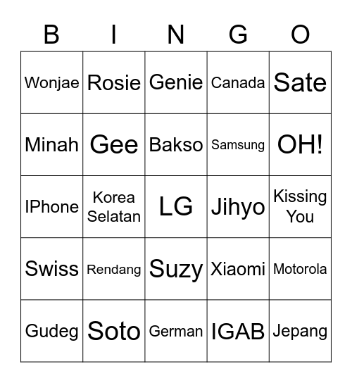 MINCEO Bingo Card