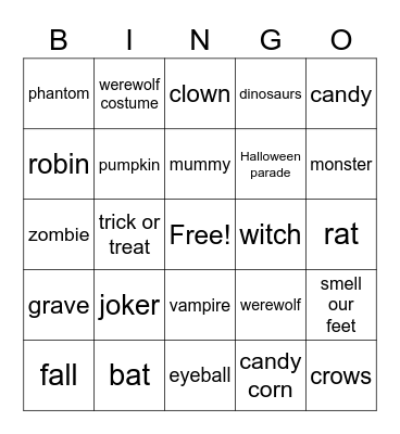 October 31 Bingo Card