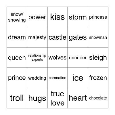 Eiskönigin Vokabel BINGO Card