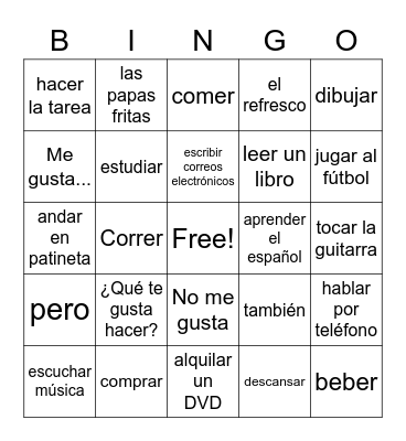 I Like... Bingo Card