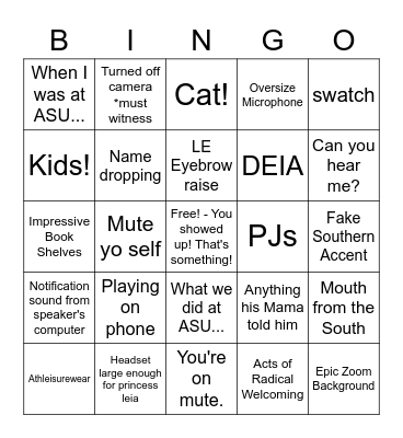 All College Mtg Bingo Card
