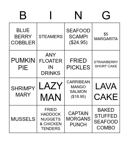 WEATHERVANE LUNCH BINGO Card