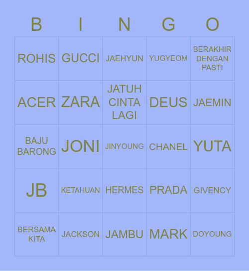 MAIN LAGI Bingo Card